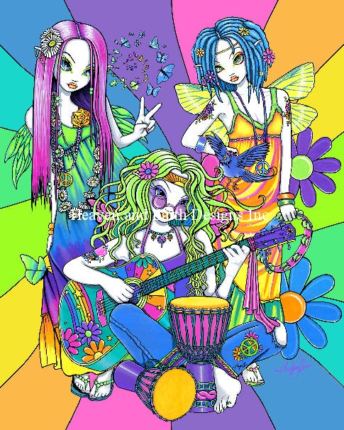 Rainbow Flower Child Band - Click Image to Close